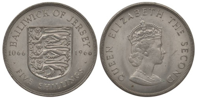 Джерси 5 шиллингов 1966 900 лет Нормандскому завоеванию KM 28 медно-никель UNC 1078-2-64