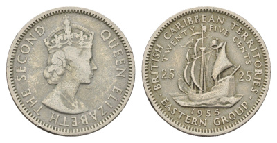 Восточные Карибы 25 центов 1955 KM 6 медно-никель 4678-1041