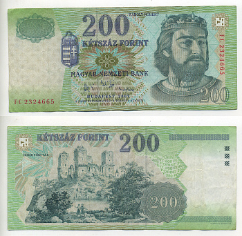 ВЕНГРИЯ 200 ФОРИНТОВ 2007 Pick 187g бумага 6294-39-2