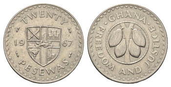 Гана 20 песев 1967 KM 17 медно-никель 4667-543