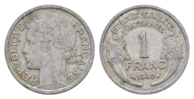 Франция 1 франк 1949 KM 885a.1, Le Franc 221 алюминий 4631-526
