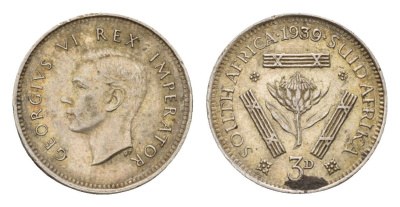 ЮАР 3 пенса 1939 Георг VI (1936-1952) KM 26 серебро 4669-646