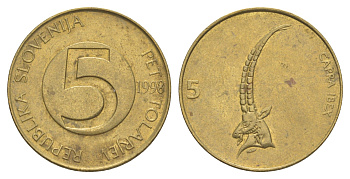 Словения 5 толаров 1998 KM 6 латунь 4571-317