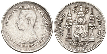 Таиланд 1 фуанг 1907 RS126, король Рама V (1868-1910) KM 32а серебро 443-1312