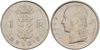 Бельгия 1 франк 1966 Belgie KM 143.1 медно-никель    4187-142