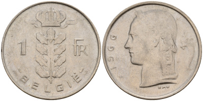 Бельгия 1 франк 1966 Belgie KM 143.1 медно-никель    4187-142