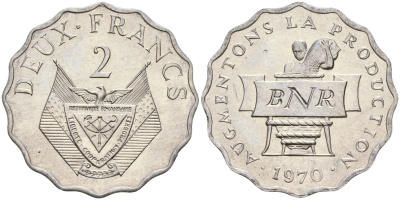 Руанда 2 франка 1970 FAO KM 10 алюминий UNC 4132-444