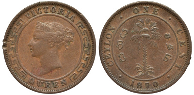 ЦЕЙЛОН 1 ЦЕНТ 1914 ГЕОРГ V KM 107 медь 4556-352