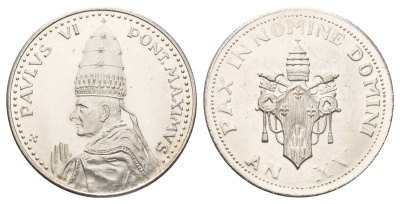 Ватикан медаль в честь избрание папой римским Павлом VI ND (1963) Павел VI, диаметр 35 мм, вес 15,9 гр бронза плакированная серебро 4667-1215