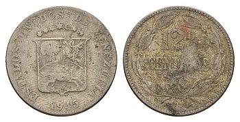 Венесуэла 12 1/2 сентимо 1945 Y 30a медно-никель 4132-657