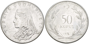 Турция 50 курушей 1976 Анатолийская невеста KM 899 нержавеющая сталь 217-552