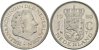 Нидерланды 1 гульден 1980 Юлиана (1948-1980) KM 184a никель 4579-555