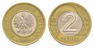 Польша 2 злотых 1994 Y 283 биметалл 4633-111