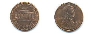 США 1 ЦЕНТ 1995 D, ЛИНКОЛЬН KM 201b цинк плакированный медью 179-455