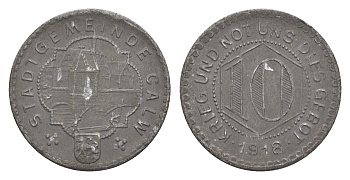 Кальв 10 пфеннигов 1918 Funck 73.3, Men05 4153.4, Men18 5297.4 железо 4636-853