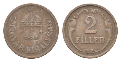Венгрия 2 филлера 1937 BP KM 506 бронза 4665-453