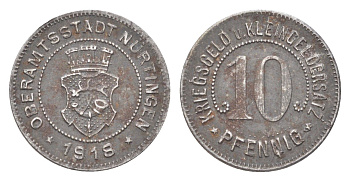 Нюртинген 10 пфеннигов 1918 Funck 386.2, Men05 19366.3, Men18 24247.3 железо 4708-924