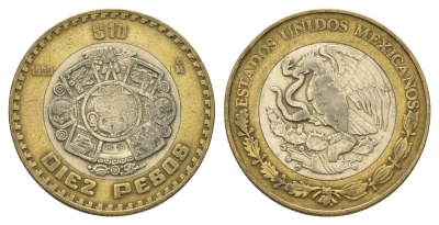 Мексика 10 песо 1998 KM 616 биметалл 4675-315