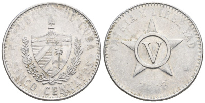 Куба 5 сентаво 2008 KM 575.2, Schoen 713, JMA MC19 сталь плакированная никелем 4114-515