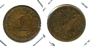 ГЕРМАНИЯ 1 ПФЕННИГ 1911 J KM 10, J. 10 медь 701-342
