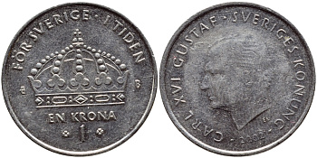 Швеция 1 крона 2002 Карл XVI Густав (1973- ) KM 894 медно-никель 4364-732