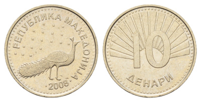 Македония 10 денаров 2008 KM 31 медь цинк никель aUNC 4699-244