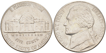 США 5 ЦЕНТОВ 2003 D ДЖЕФЕРСОН KM A192 медно-никель 4114-1125