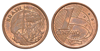 Бразилия 1 сентаво 1998 KM 647 сталь плакированная медью aUNC 4627-961