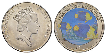 Ниуэ 1 доллар 2000 Защита морской жизни KM 174 медно-никель BU 3896-742