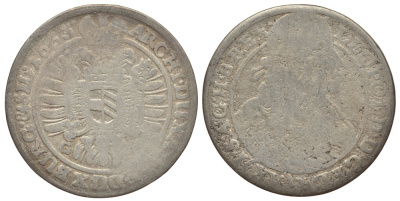 Австрия, Священная Римская империя 15 крейцеров 1663 GH, монетный двор Бреслау, Леопольд I (1657-1705) KM 1143 серебро 413-811