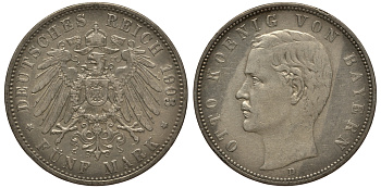 Бавария 5 марок 1903 Отто (1886-1913) Weege 47, J. 46, KM 512 серебро 3711-1512