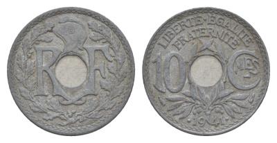 Франция 10 сантимов 1941 KM 895 цинк 4174-632