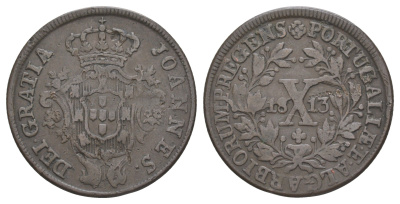 Португалия 10 реалов 1813 Мария I (1777-1816) KM 348 медь 4127-741