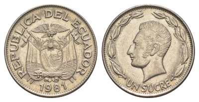 Эквадор 1 сукре 1981 KM 78b сталь плакированная никелем 4641-656