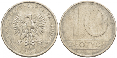 Польша 10 злотых 1987 MW KM 152.1, Parchimowicz 243d медно-никель 213-833