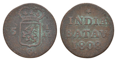 Голландская Ост-Индия (Нидерландская Восточная Индия) 1 дуит 1808 KM 76 медь 4659-163
