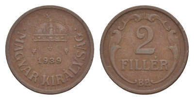 Венгрия 2 филлера 1939 BP KM 506 бронза 4658-334