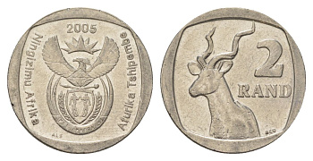ЮАР 2 ранда 2005 KM 296 медь плакированная никелем 4628-133