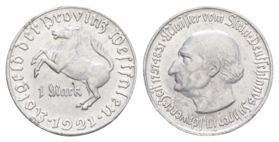 Вестфалия 1 марка 1921 северный Рейн-Вестфалия, нотгельд, Штейн J. N 10 алюминий UNC 4646-523