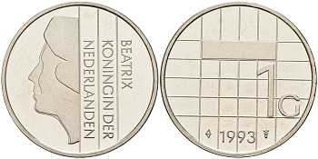 Нидерланды 1 гульден 1993 Беатрикс (1980-2013) KM 205 никель UNC 4116-137