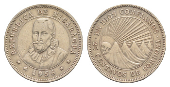 Никарагуа 25 сентаво 1956 KM 18.1 медно-никель 4641-245