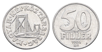 Венгрия 50 филлеров 1984 BP мост Елизаветы в Будапеште KM 574 алюминий 4668-314