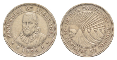 Никарагуа 25 сентаво 1956 KM 18.1 медно-никель 4641-245
