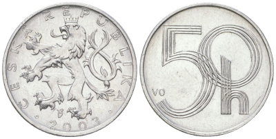 Чехия 50 геллеров 2003 b’ KM 3 алюминий aUNC 4532-149