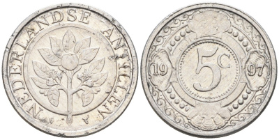 Нидерландские Антилы 5 центов 1997 Беатрикс (1980-2013) KM 33 алюминий 4179-851