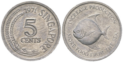 Сингапур 5 центов 1971 ФАО - Продовольственная программа KM 8 алюминий 4181-1159