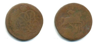 РОССИЯ 1 КОПЕЙКА 1760 медь 61-726