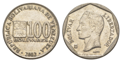 Венесуэла 100 боливаров 2002 Симон Боливар Y 83 сталь плакированная никелем 4592-1213