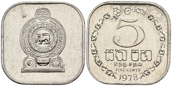 Шри-Ланка 5 центов 1978 KM 139a алюминий 4136-628