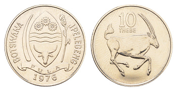 Ботсвана 10 тхебе 1976 KM 5 медно-никель UNC 4674-1262